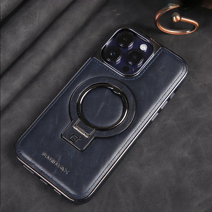 Axel - Luxuriöse iPhone-Hülle aus Leder mit unsichtbarem Ständer MOKKAKAI