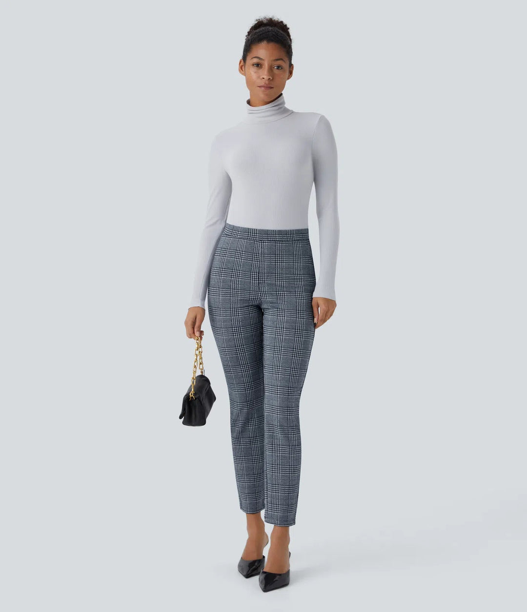 Lela™ | Feschi Damen Hose mit High Waist & Hahnentritt Muster MOKKAKAI