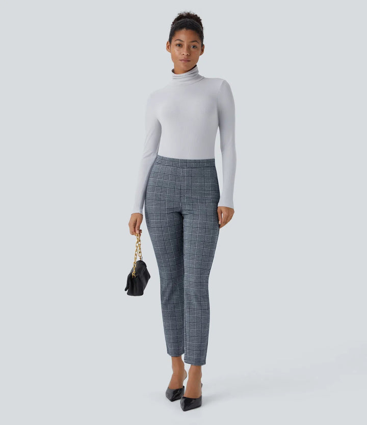 Lela™ | Feschi Damen Hose mit High Waist & Hahnentritt Muster MOKKAKAI