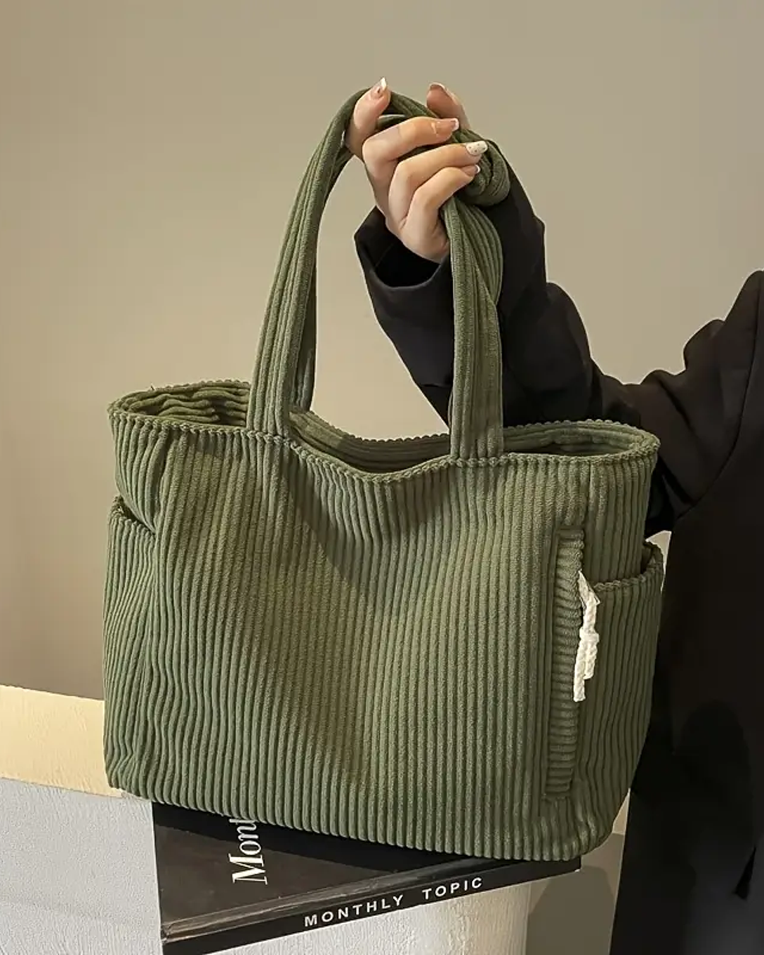 Tilda – Gerippte Tragetasche mit Kordel-Detail MOKKAKAI