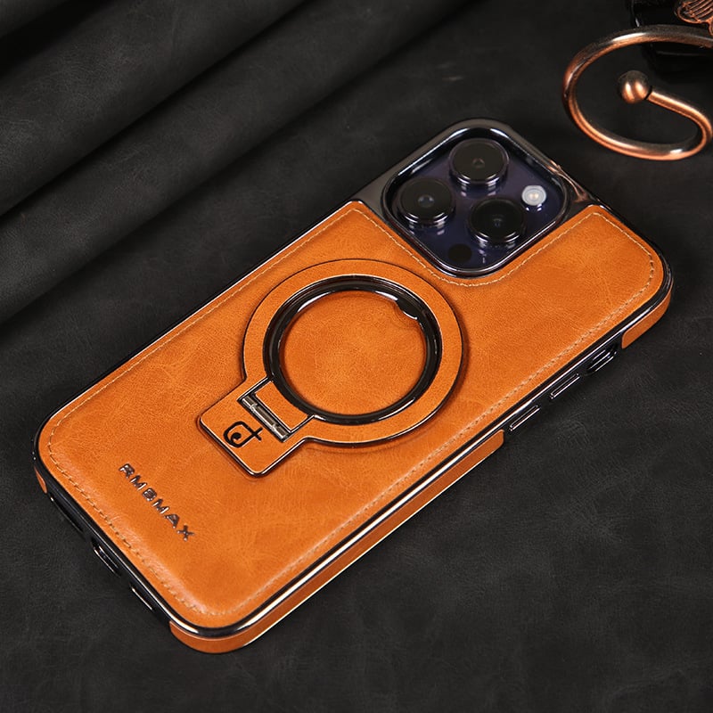 Axel - Luxuriöse iPhone-Hülle aus Leder mit unsichtbarem Ständer MOKKAKAI