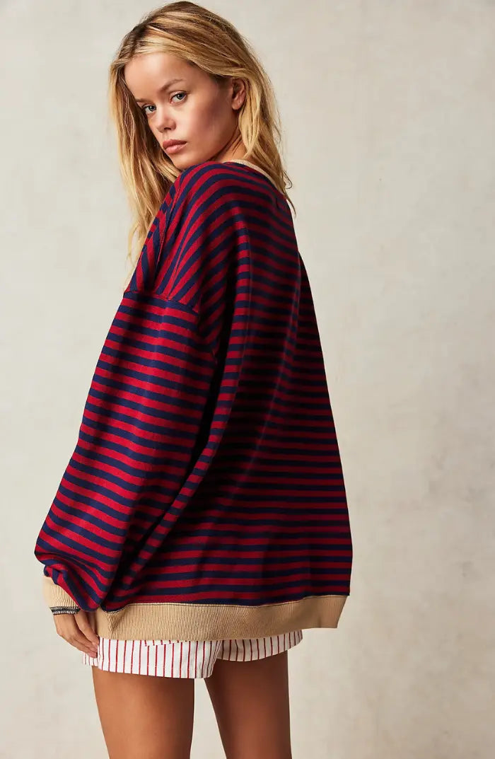 Alia | Gestreifter übergroßer Pullover MOKKAKAI