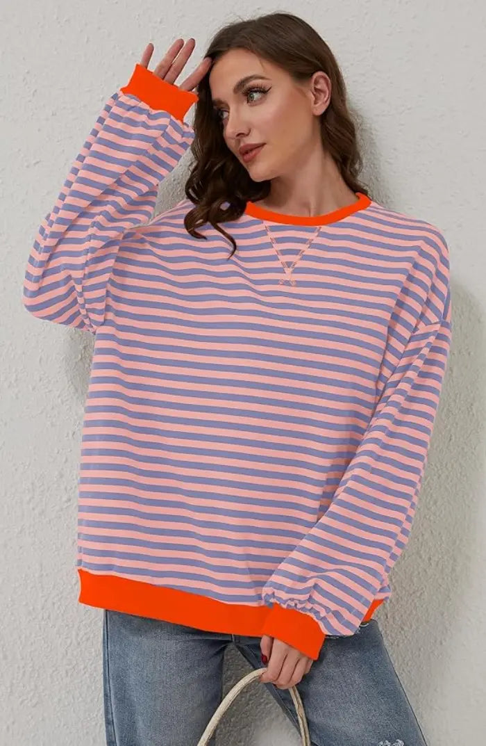 Alia | Gestreifter übergroßer Pullover MOKKAKAI