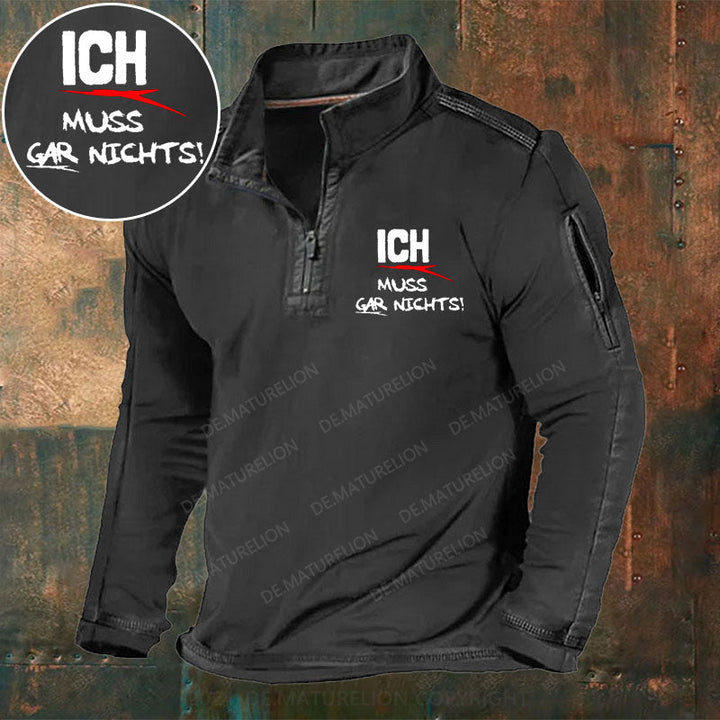 Ich Muss Gar Nichts Stehkragen Reißverschluss Polo Shirt – Ansicht 2