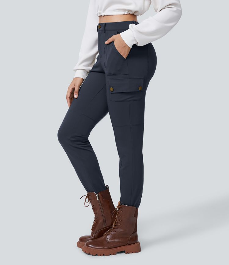 Ema - Einfarbige, schmale Wanderhose mit hohem Bund, mehreren Taschen MOKKAKAI