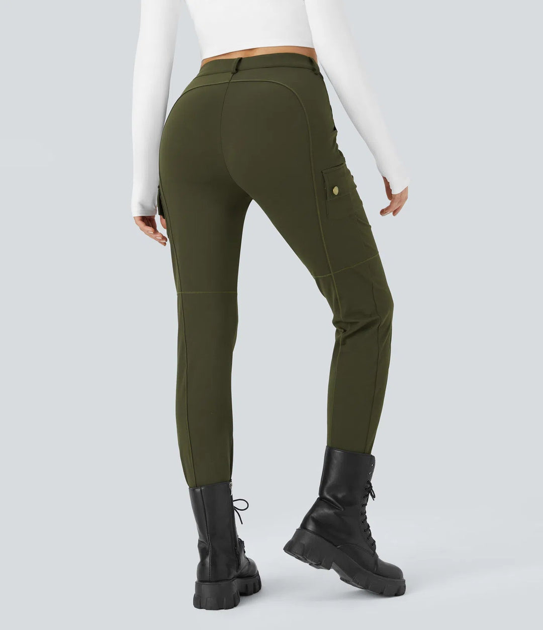 Ema - Einfarbige, schmale Wanderhose mit hohem Bund, mehreren Taschen MOKKAKAI