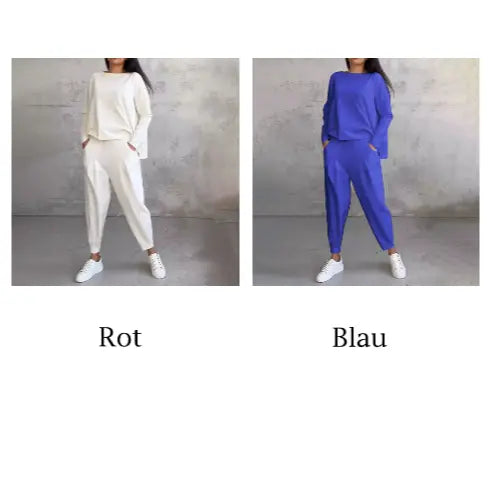 Lex - Langarm mit rundem Hals ＆ Hose 2-teiliger Set MOKKAKAI