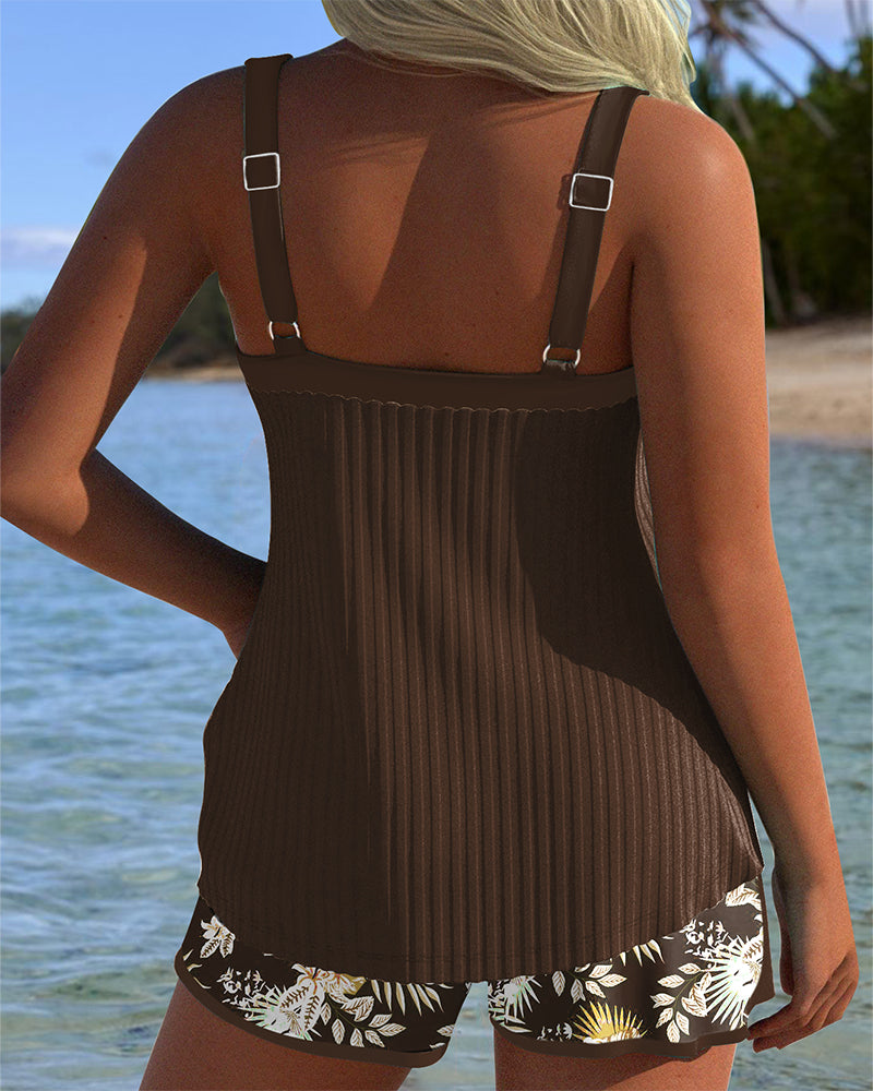 Tankini Gestreift Zweiteilig Badeshorts MOKKAKAI
