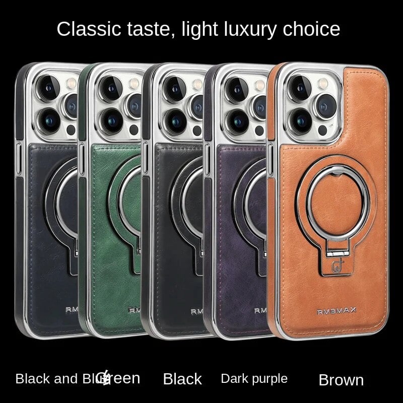 Axel - Luxuriöse iPhone-Hülle aus Leder mit unsichtbarem Ständer MOKKAKAI