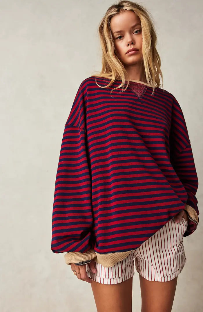 Alia | Gestreifter übergroßer Pullover MOKKAKAI