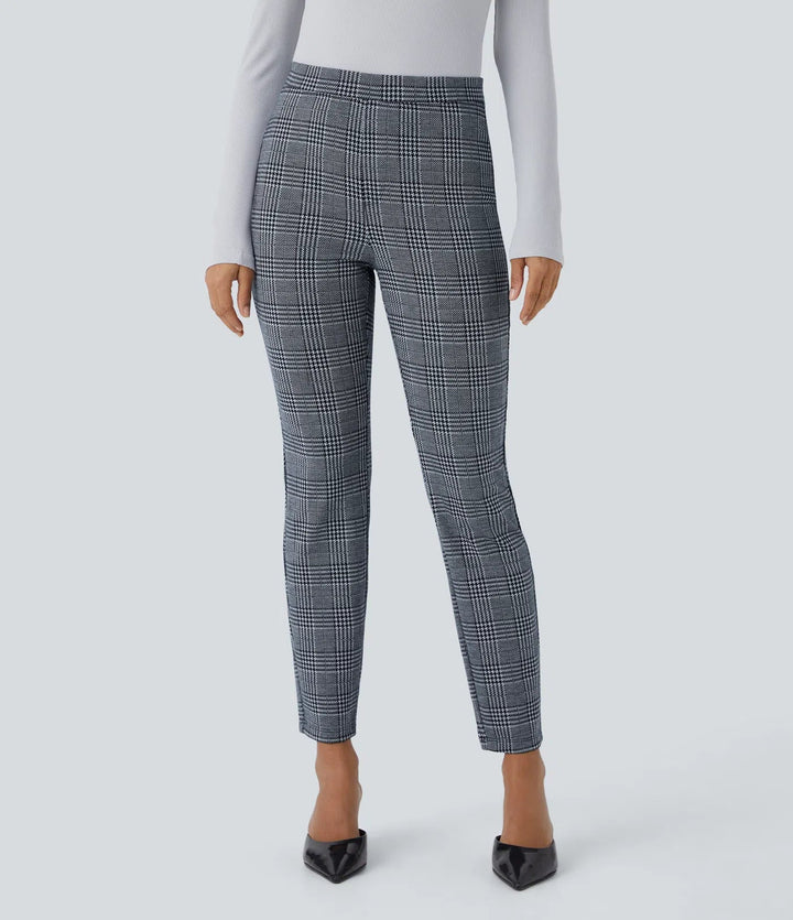 Lela™ | Feschi Damen Hose mit High Waist & Hahnentritt Muster MOKKAKAI