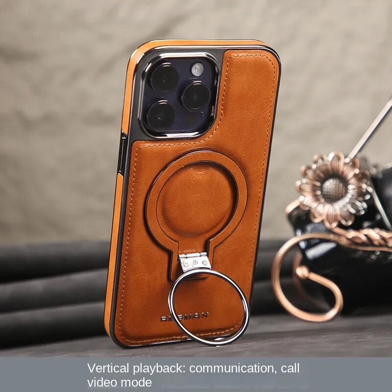Axel - Luxuriöse iPhone-Hülle aus Leder mit unsichtbarem Ständer MOKKAKAI