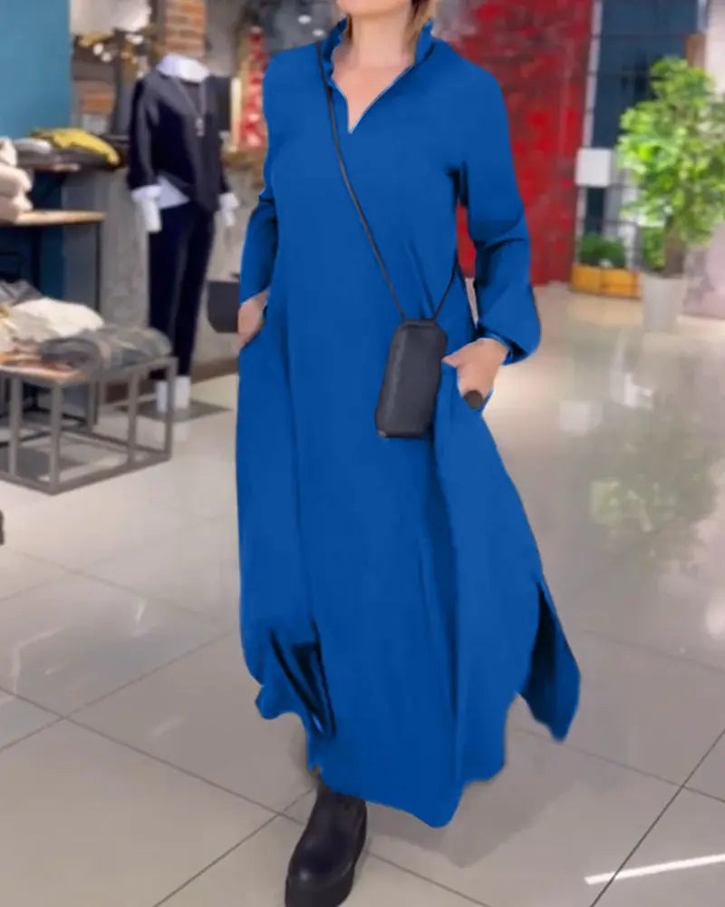 Evia™ Minimalistisches Maxikleid mit Reissverschluss-Details | Eleganz & Praktikabilität für den Alltag MOKKAKAI