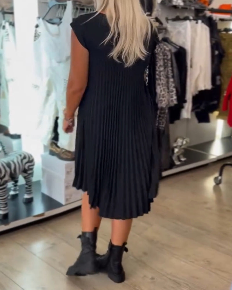 Freizeitkleid mit Rundhalsausschnitt, einfarbig und plissiert MOKKAKAI