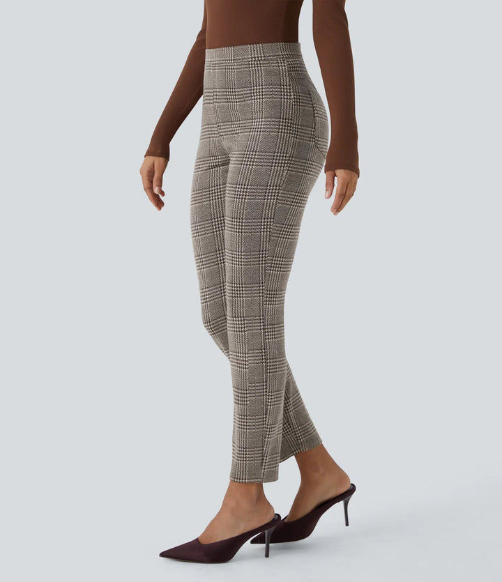 Lela™ | Feschi Damen Hose mit High Waist & Hahnentritt Muster MOKKAKAI