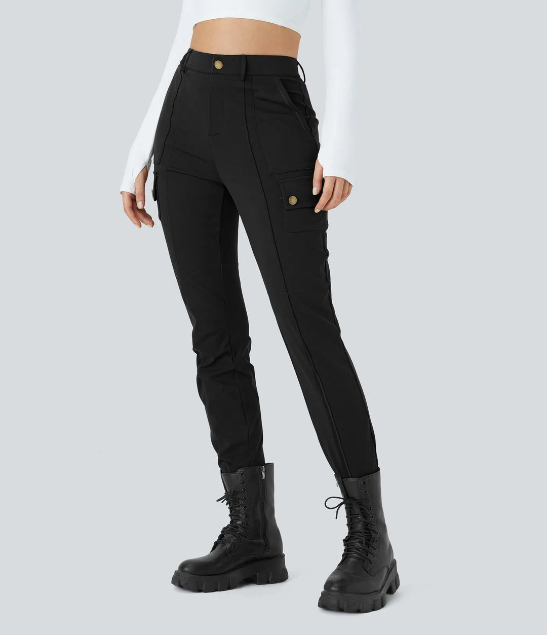 Ema - Einfarbige, schmale Wanderhose mit hohem Bund, mehreren Taschen MOKKAKAI