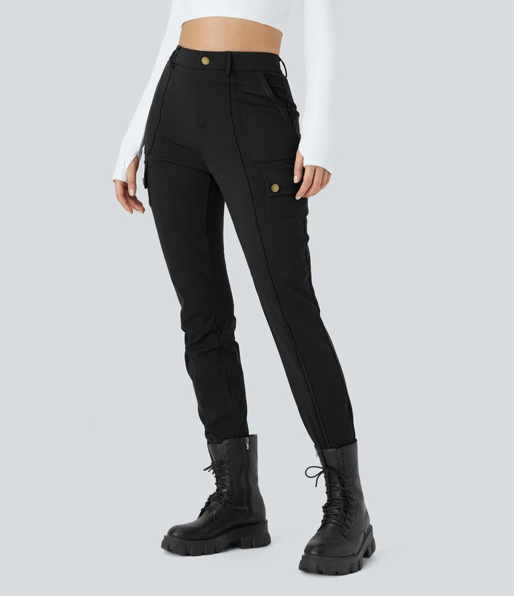 Ema - Einfarbige, schmale Wanderhose mit hohem Bund, mehreren Taschen MOKKAKAI