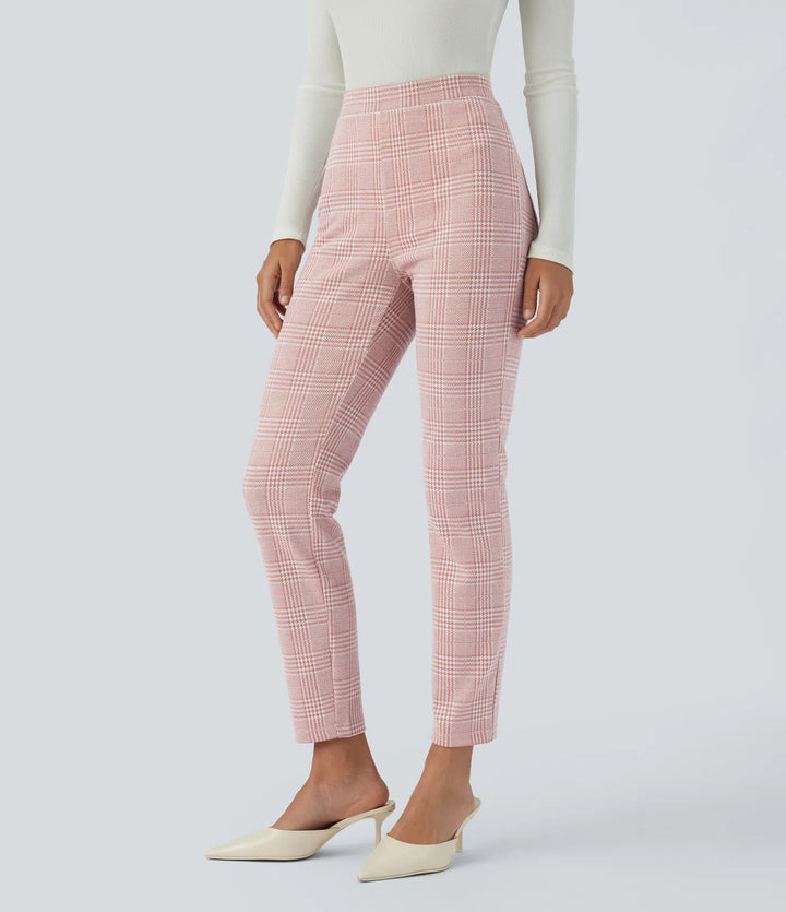 Lela™ | Feschi Damen Hose mit High Waist & Hahnentritt Muster MOKKAKAI