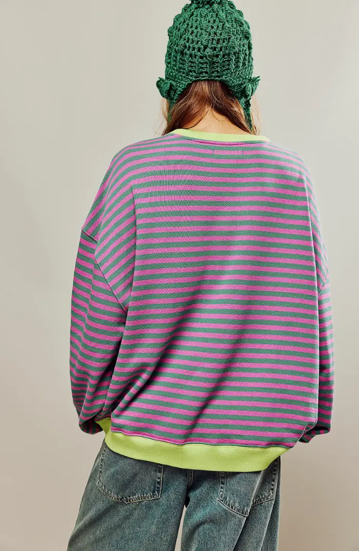 Alia | Gestreifter übergroßer Pullover MOKKAKAI