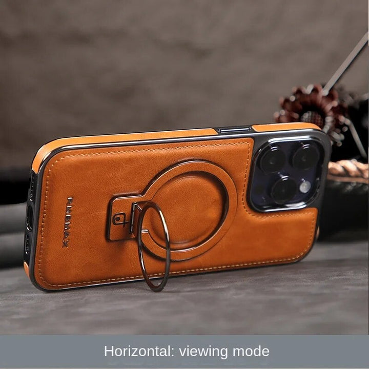 Axel - Luxuriöse iPhone-Hülle aus Leder mit unsichtbarem Ständer MOKKAKAI