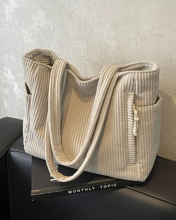 Tilda – Gerippte Tragetasche mit Kordel-Detail MOKKAKAI
