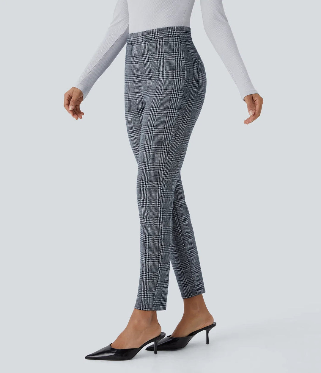 Lela™ | Feschi Damen Hose mit High Waist & Hahnentritt Muster MOKKAKAI