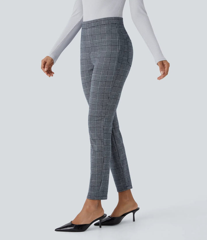 Lela™ | Feschi Damen Hose mit High Waist & Hahnentritt Muster MOKKAKAI