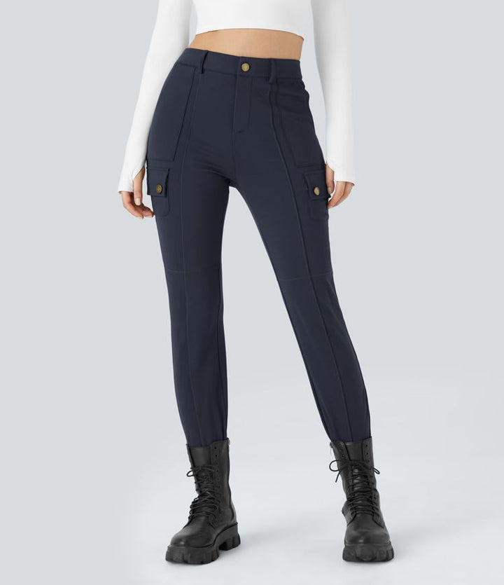 Ema - Einfarbige, schmale Wanderhose mit hohem Bund, mehreren Taschen MOKKAKAI
