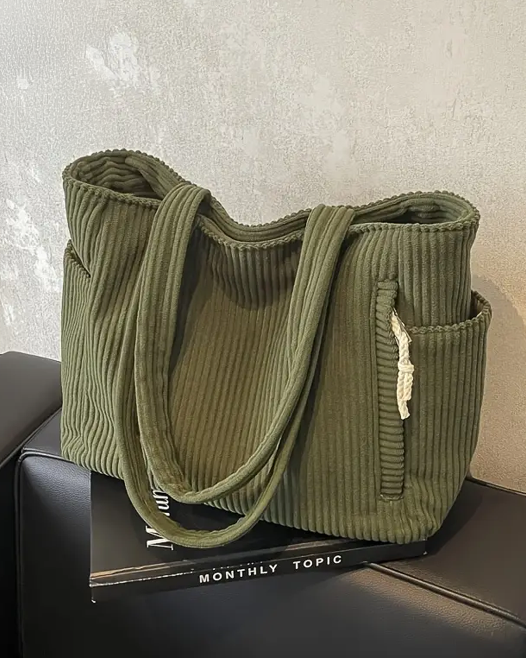 Tilda – Gerippte Tragetasche mit Kordel-Detail MOKKAKAI