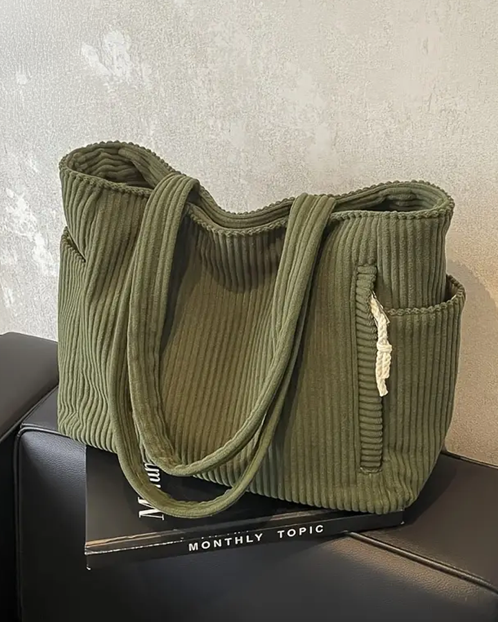 Tilda – Gerippte Tragetasche mit Kordel-Detail MOKKAKAI