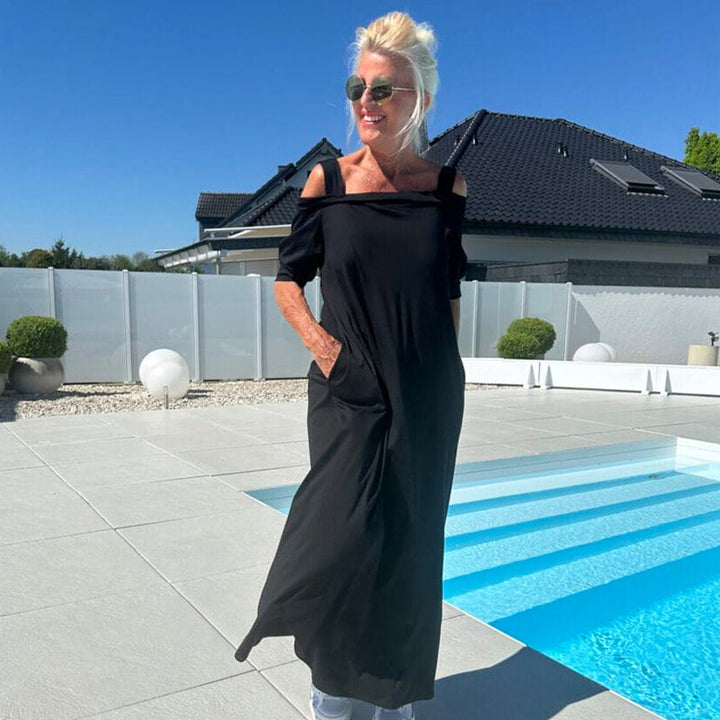 Lässiges Maxikleid mit offenen Schultern für Damen MOKKAKAI