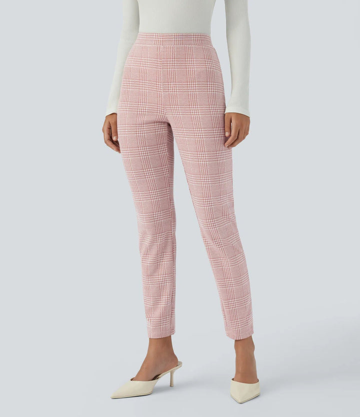 Lela™ | Feschi Damen Hose mit High Waist & Hahnentritt Muster MOKKAKAI