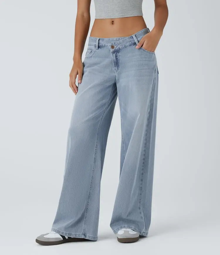 Davi - Jeans Low Rise mit Knopf und Reißverschluss, mehreren Taschen, weitem Bein MOKKAKAI