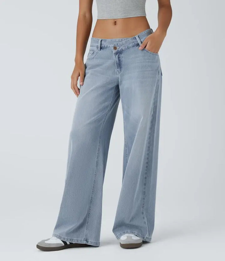 Davi - Jeans Low Rise mit Knopf und Reißverschluss, mehreren Taschen, weitem Bein MOKKAKAI
