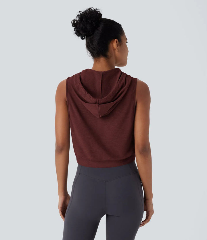 Ava™ | Sportliches Crop Tanktop mit Kapuze MOKKAKAI