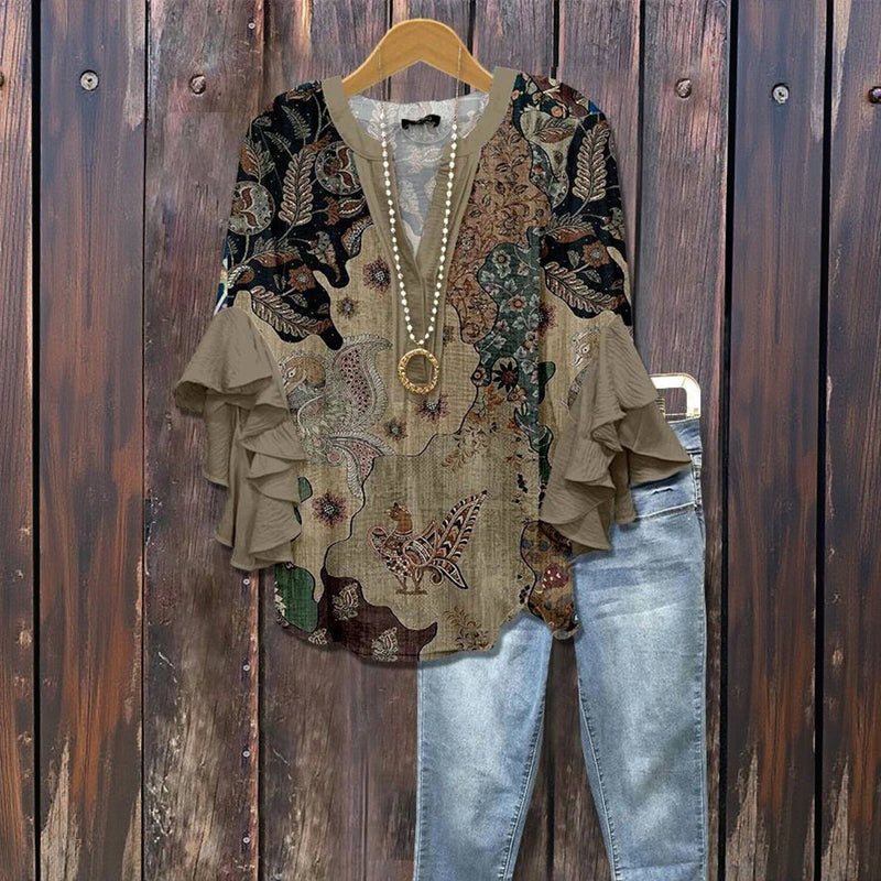 Vintage Lässige Bluse MOKKAKAI