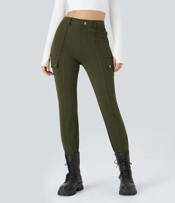 Ema - Einfarbige, schmale Wanderhose mit hohem Bund, mehreren Taschen MOKKAKAI