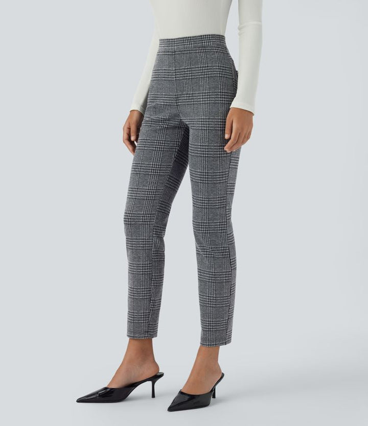 Lela™ | Feschi Damen Hose mit High Waist & Hahnentritt Muster MOKKAKAI