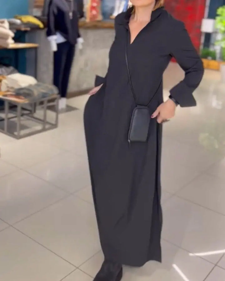 Evia™ Minimalistisches Maxikleid mit Reissverschluss-Details | Eleganz & Praktikabilität für den Alltag MOKKAKAI