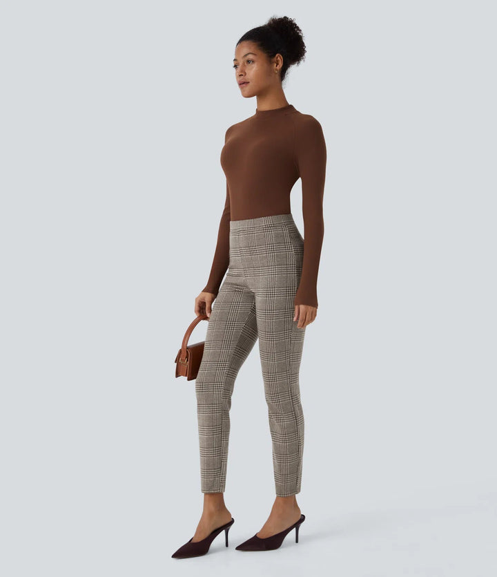 Lela™ | Feschi Damen Hose mit High Waist & Hahnentritt Muster MOKKAKAI