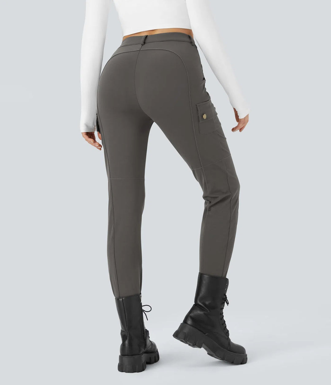 Ema - Einfarbige, schmale Wanderhose mit hohem Bund, mehreren Taschen MOKKAKAI