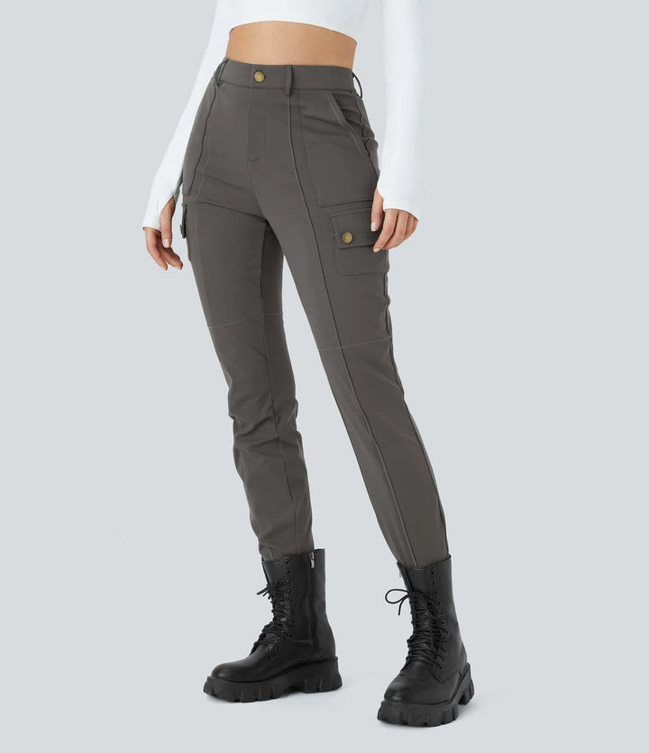 Ema - Einfarbige, schmale Wanderhose mit hohem Bund, mehreren Taschen MOKKAKAI