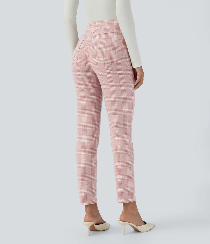 Lela™ | Feschi Damen Hose mit High Waist & Hahnentritt Muster MOKKAKAI