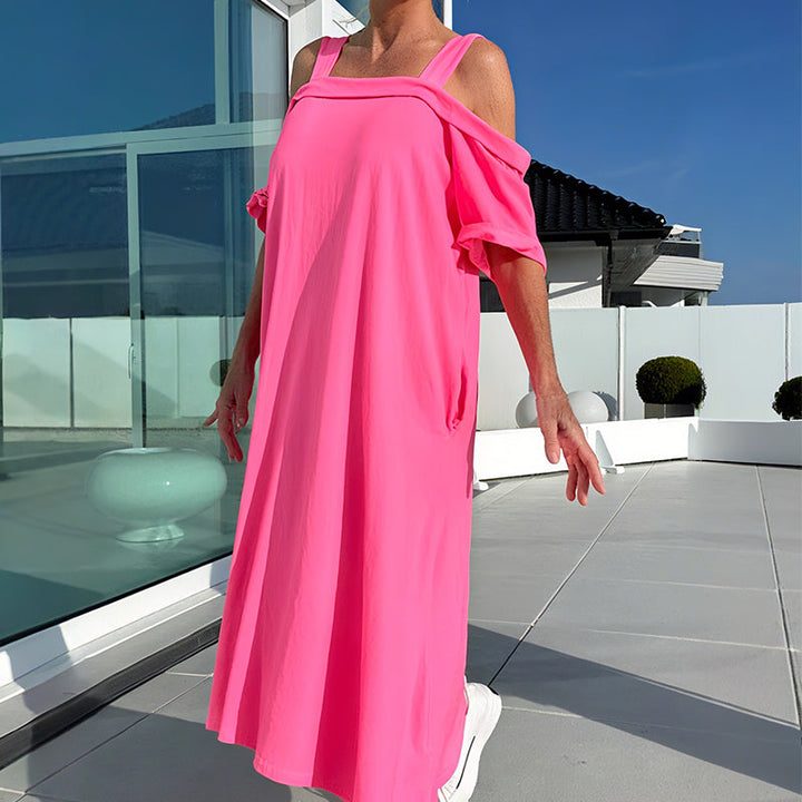 Lässiges Maxikleid mit offenen Schultern für Damen MOKKAKAI