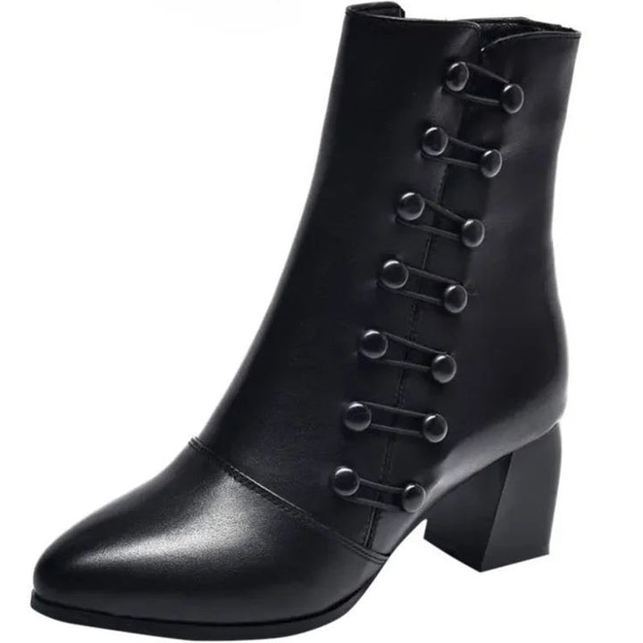 Warme Damen - Stiefeletten Aus Leder Mit Seitlicher Schnalle – Ansicht 3