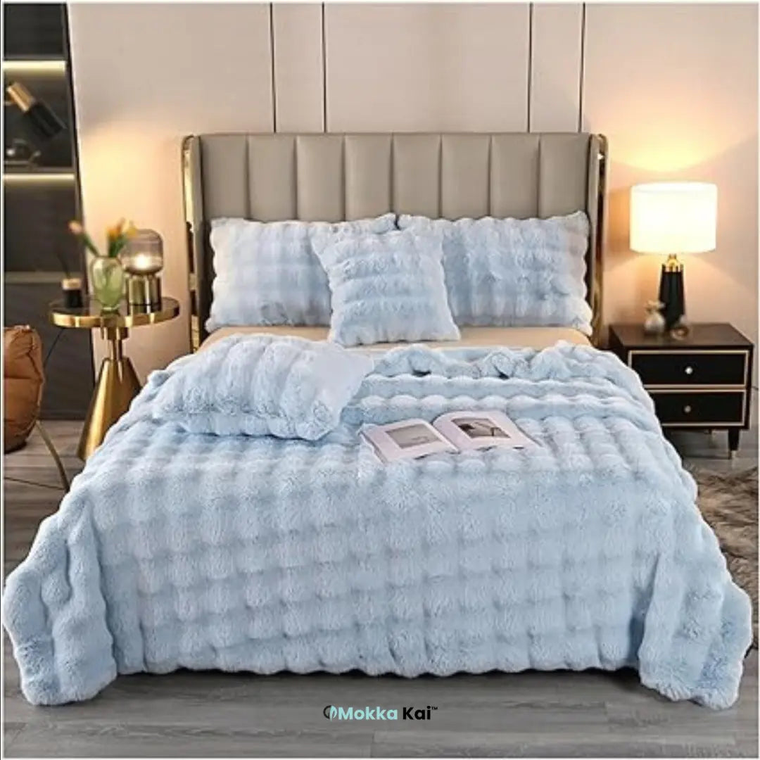 Fluffy Luxe toskanisch gmüetlich: Warme und extra dicki Winterdecke für Bett und Couch! MOKKAKAI