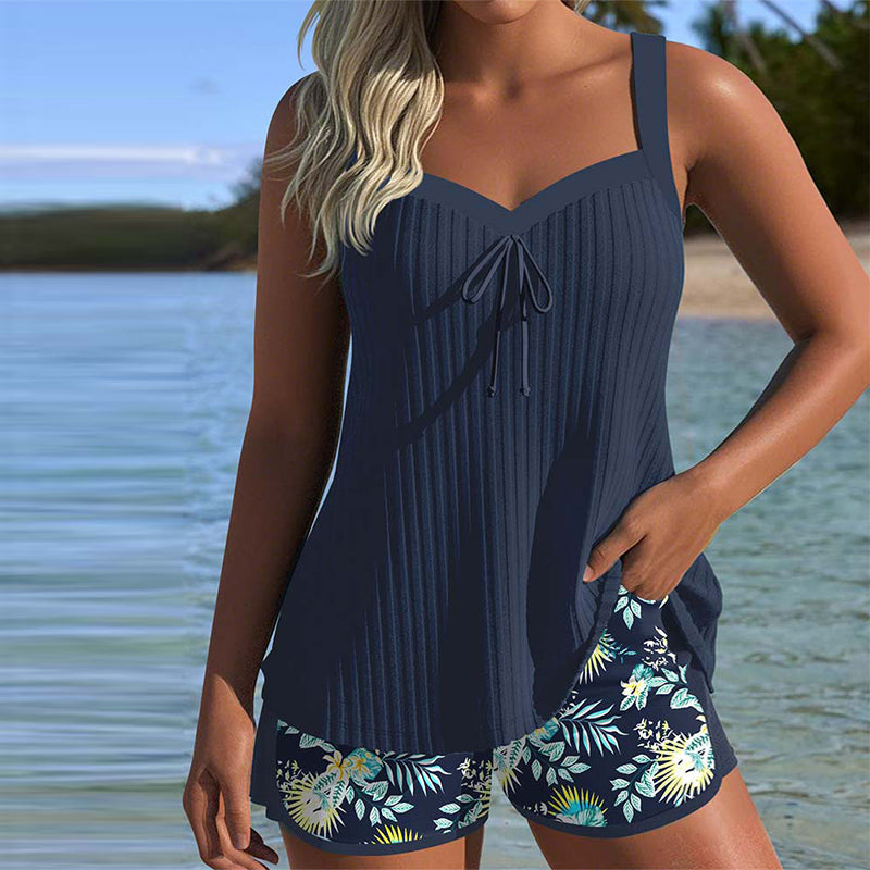 Tankini Gestreift Zweiteilig Badeshorts MOKKAKAI