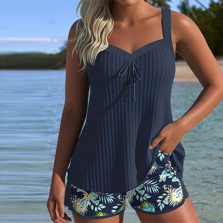 Tankini Gestreift Zweiteilig Badeshorts MOKKAKAI
