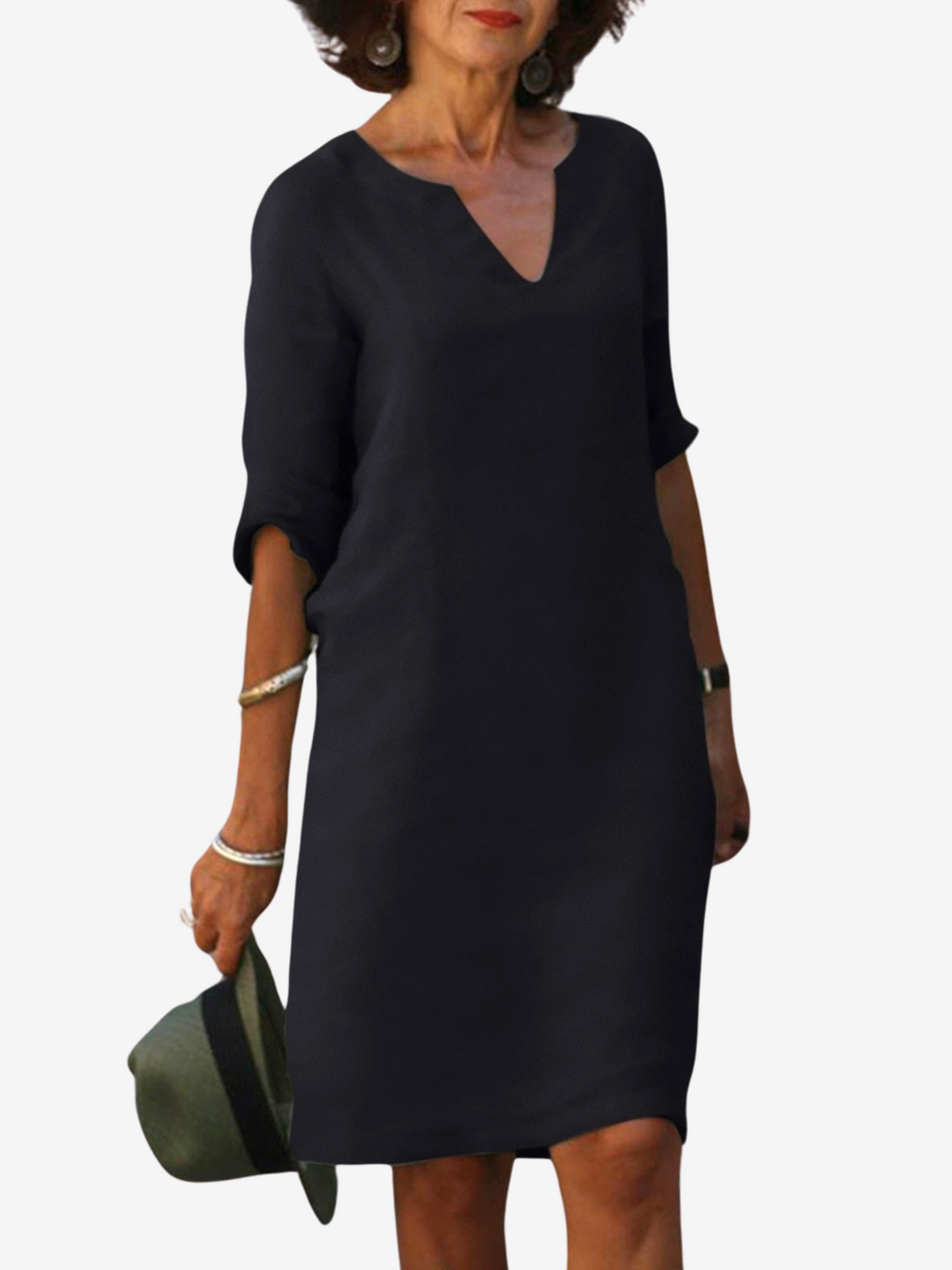 Silvia | Zeitloses Bauchbedeckendes  V-Ausschnitt Kleid MOKKAKAI