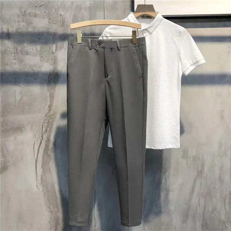 Manu - Einfarbige formelle Hose in schmaler Passform MOKKAKAI